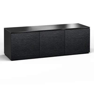 Salamander Designs Chameleon Collection Chicago 237 Triple AV Cabinet (Textured Black Oak with Black Glass Top)