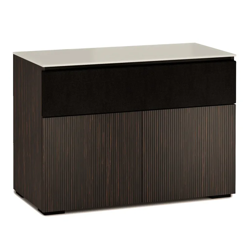 Salamander Designs Chameleon Collection Manhattan 329 Speaker Integrated Twin AV Cabinet (Maro Ebony Doors and Sides, Matte Taupe Glass Top)
