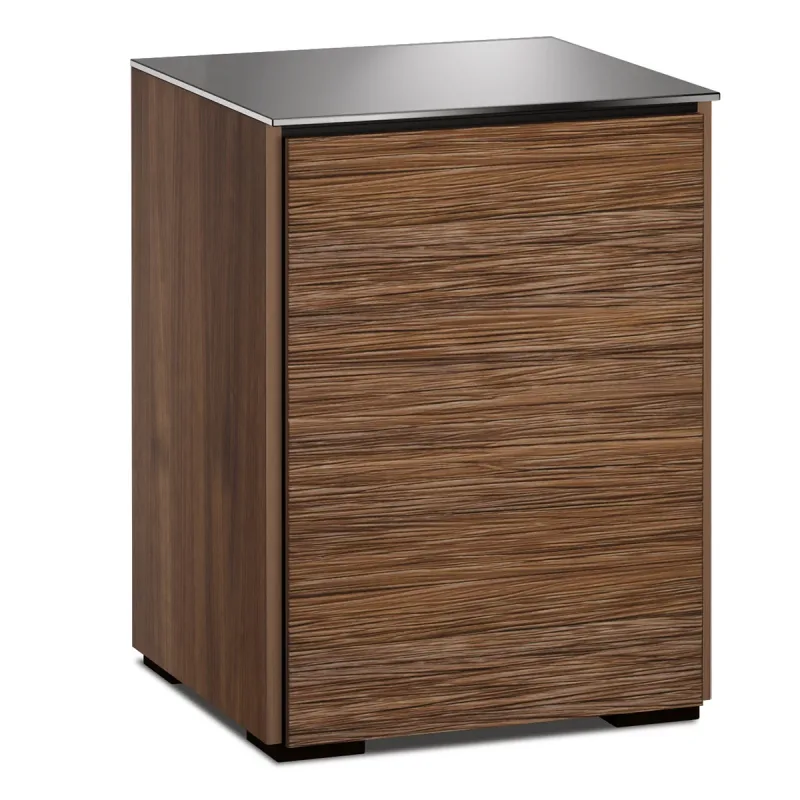 Salamander Designs Chameleon Collection Denver 317 Single AV Cabinet (Deep Textured Medium Walnut with Black Glass Top)