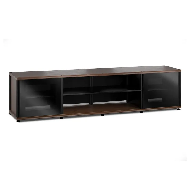 Salamander Designs Synergy 248 Quad AV Cabinet (Dark Walnut with Black Glass Doors & Black Posts)