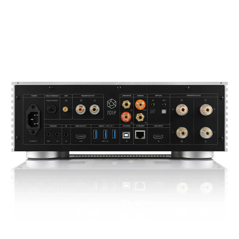 HiFi Rose RS520 Streamer Réseau Sans Fil & Amplificateur Intégré avec DAC ESS Sabre Intégré (Argent)
