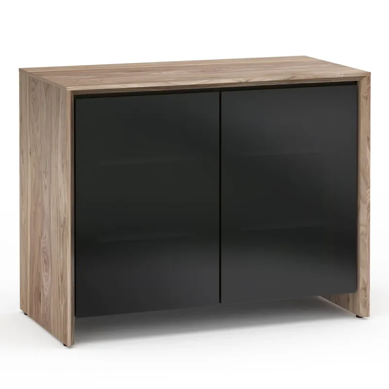 Salamander Designs Chameleon Collection Barcelona 323 RM Twin Rack Mount AV Cabinet (Natural Walnut with Black Glass Doors)