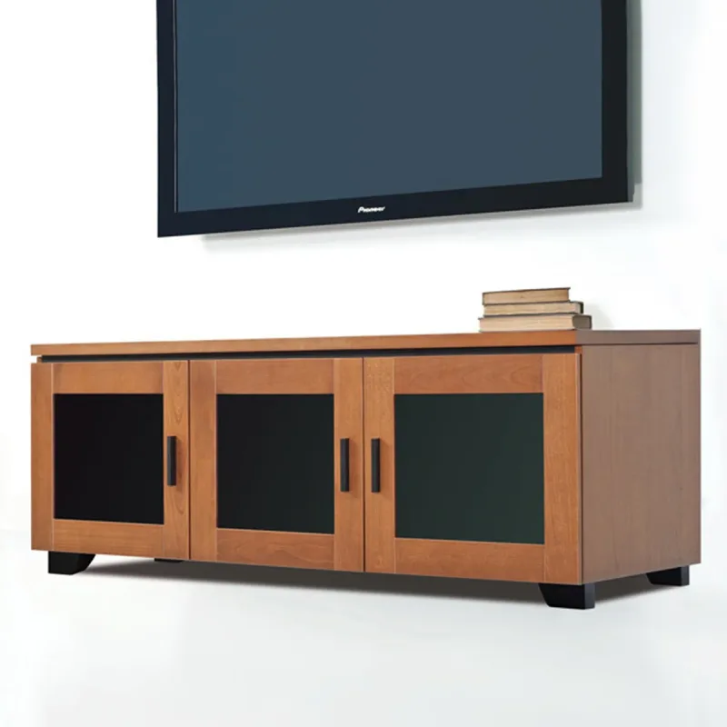 Salamander Designs Chameleon Collection Elba 237 Triple AV Cabinet (Wide Framed American Cherry Doors with Smoked Glass Inserts)