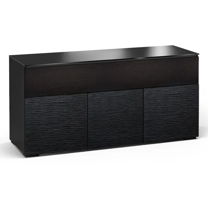 Salamander Designs Chameleon Collection Chicago 339 Triple Speaker Integrated Cabinet (Textured Black Oak with Black Glass Top)