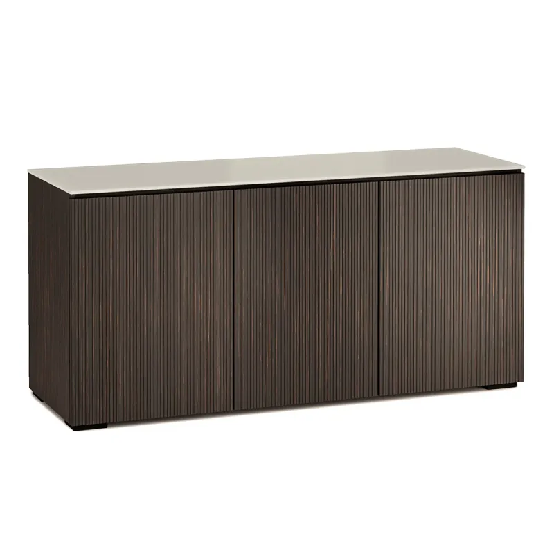 Salamander Designs Chameleon Collection Manhattan 337 Triple AV Cabinet (Maro Ebony Doors and Sides, Matte Taupe Glass Top)