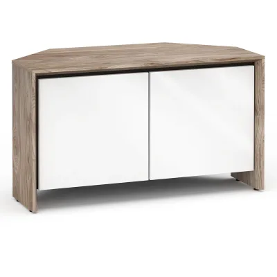 Salamander Designs Chameleon Collection Barcelona 221 Twin Corner Cabinet (Natural Walnut with Gloss White Doors)