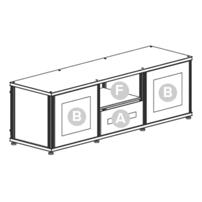 Salamander Designs Synergy 233 Mobile AV a tre vani (Noce scuro con vetro nero e montanti neri)