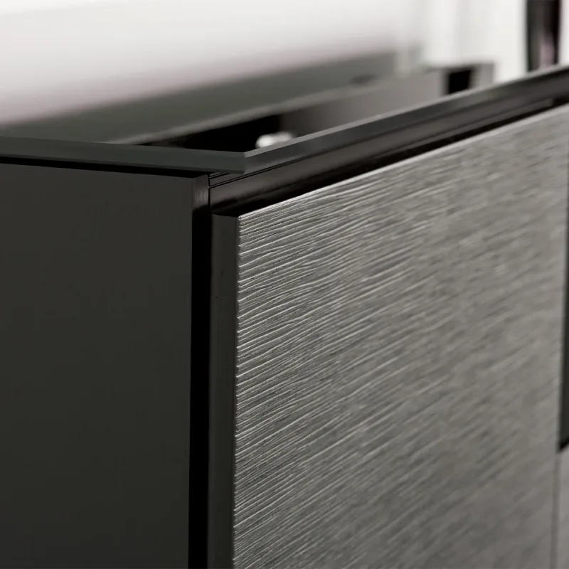 Salamander Designs Chameleon Collection Chicago 247 Quad AV Cabinet (Textured Black Oak with Black Glass)